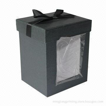 Cardboard Gift Box with Ribbon and PVC Window